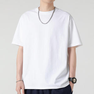 T-shirt en coton noir surdimensionné pour homme, manches courtes, col rond, décontracté, couleur unie, jersey tricoté, teinture unie, coupe ajustée et tissu de qualité supérieure - Product Image 3