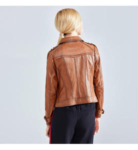 Wholesale Custom Women's Leather Trucker Jacket Brown Leather Jacket Factory Direct Low MOQ Export - Product Image 6