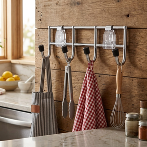 Perchero de pared de acero inoxidable con 4 ganchos, resistente, antirust, organizador de toallas, batas, ropa y bolsos para baño - Product Image 2