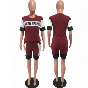 Conjunto de Camiseta y Pantalones Cortos para Mujer, Poliéster y Spandex, Panel con Serigrafía, Logotipo Personalizado, Camiseta 100% Algodón, Conjunto de Pantalones Cortos y Camiseta - Product Image 2