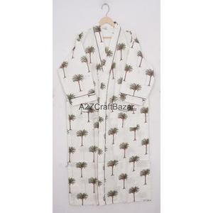 เสื้อผ้าฝ้ายแท้ 100% พิมพ์ลายดิจิทัลลายดอกไม้ คอวี แขนสามส่วน ยาวเต็มตัว ระบายอากาศได้ดี มีเชือกผูก สำหรับผู้หญิง - Product Image 5