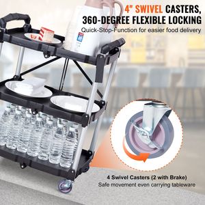 Carrello Pieghevole in Alluminio a 3 Ripiani, Capacità 75 kg, Ruote Bloccabili, Maniglia Ergonomica, Portatile e Resistente - Product Image 3