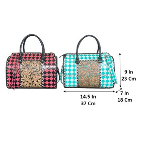 Bolsa de Viaje de Cuero Vacuno Hecha a Mano con Diseño a Cuadros, Estilo Moderno y Popular, para la Expo de Marzo 2026, Bolsa de Lujo para Unisex - Product Image 2