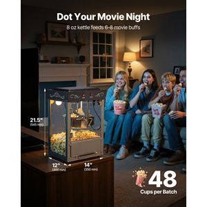 Macchina per Popcorn Commerciale da Banco in Acciaio Inossidabile da 8oz, 800W, Stile Cinema, 48 Tazze/Lotto, Nuova Condizione - Product Image 2