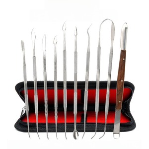 Juego de 10 Herramientas de Acero Inoxidable para Esculpir Cera Dental, Kit de Instrumentos Quirúrgicos para Escultura Dental con Estuche - Product Image 1