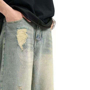 Jean délavé personnalisé taille haute coupe évasée en denim délavé – Tendance mode - Product Image 4