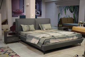 เตียงคิงไซส์หุ้มเบาะทันสมัย พร้อมหัวเตียงบุหนัง PU กำมะหยี่ โครงเคลือบสีฝุ่น CRCA - Product Image 4