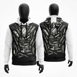 Sudadera con Capucha de Punto para Barbería, 320 GSM, Algodón y Poliéster Pesado, Negra, Personalizada, con Bolsillo Sólido, Estilo Casual Otoñal - Product Image 4