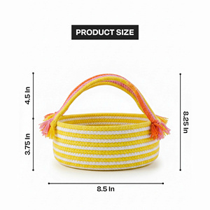 Minimalist Braided Cotton <b>Basket</b> with <b>Handles</b> Storage Container Multi Purpose Cotton Rope <b>Basket</b> with <b>Handles</b> Storage Solution - Product Image 4