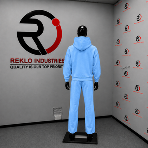 Ensemble de survêtement premium bleu ciel pour homme, sweat à capuche oversize et pantalon de jogging, style streetwear décontracté et sportswear, vente en gros - Product Image 4