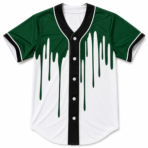 Camiseta de Béisbol con Estampado de Goteo Arcoíris, Unisex, Manga Corta, Cuello Alto, Cierre de Botones, 100% Poliéster, Ropa Deportiva para Adultos, Todas las Temporadas - Product Image 2