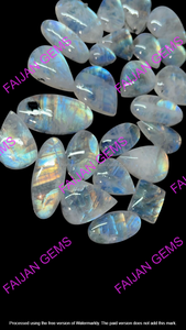Pierre précieuse naturelle de qualité supérieure, Pierre de lune arc-en-ciel blanche, Cabochon en vrac toutes formes FAIJAN GEMS Rajasthan, Évaluation tierce partie, Vente en gros - Product Image 3