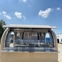 Petite remorque alimentaire avec cuisine complète, chariot alimentaire mobile arrondi avec fenêtre de service, camion alimentaire remorquable pour café, crème glacée