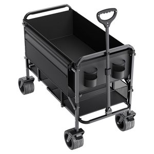 Carrello Pieghevole a Due Piani da 400L per Carichi Pesanti con Ruote per Tutti i Terreni, Carrello da Giardino Lungo per Campeggio - Product Image 5