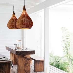 Lampe suspendue en rotin de bambou naturel, tissée à la main, pour salon, hôtel, décoration de resort, vente chaude - Product Image 4