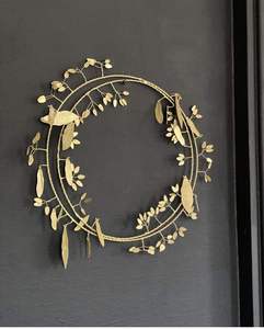 Luxury Metal Leaf <b>Wreath</b> Wall Decor Round Decorative Wall Hanging for Living Room Entryway Home Decoration - Product Image 5