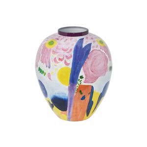 Vase en métal minimaliste contemporain, grand porte-fleurs décoratif avec un design élégant bicolore pour la maison, le salon, la salle à manger - Product Image 4