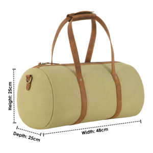Custom Canvas Khaki <b>Holdall</b> Duffel Bag Genuine Leather Straps Travel <b>Weekend</b> Luggage Bag Wholesale Canvas Gym Bag Manufacturer - Product Image 3