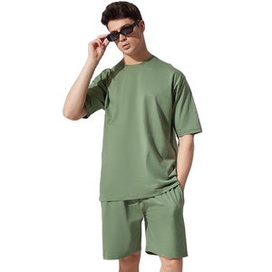 T-shirt en coton éponge surdimensionné pour homme, tendance, avec logo personnalisé, couleur unie, haute qualité, respirant, séchage rapide, manches courtes - Product Image 1