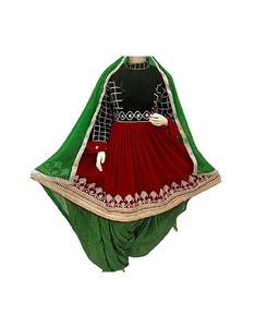 Robe traditionnelle rouge et noire faite à la main, mariage de fête en trois pièces, kafani Kuchi, 2023 - Product Image 1