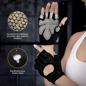 Guantes de Entrenamiento de Levantamiento de Pesas, Guantes Deportivos de Medio Dedo con Correa para la Muñeca, Guantes Antideslizantes para Gimnasio, Protección para Barras y Mancuernas - Product Image 1