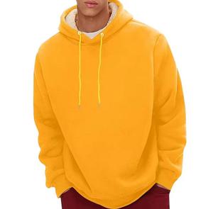 Sweat-shirt à capuche pour homme, coupe classique, couleur unie, doublure polaire, décontracté, coupe-vent, tissu tricoté numérique, manches classiques - Product Image 5