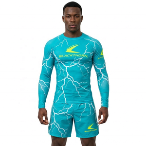 Rashguard de manga larga para hombre, con estampado por sublimación OEM para MMA y BJJ, transpirable, antibacteriano, UPF50+ - Product Image 6