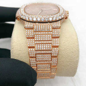 Montre BOJ P.P.010 pour homme, affichage analogique classique, baguette en moissanite, bracelet en alliage, 20 mm, boîtier plaqué or rose 41 mm, verre - Product Image 4