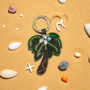 Beaded Crystal Palm Tree Bag Charm <b>Key</b> <b>Chain</b> - Product Image 3