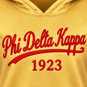 PDK Gold <b>Hoodie</b> <b>Women</b> <b>Red</b> Block Letters 1923 Striped Sleeve Pullover Sweatshirt Hood Ribbed Cuff Sorority Apparel - Product Image 5