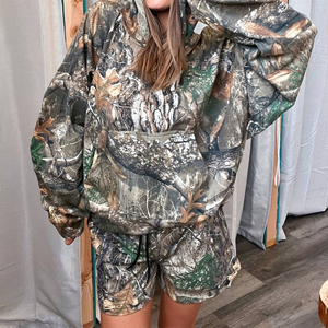 Conjunto de Sudadera con Capucha y Pantalones Cortos de Camuflaje Unisex, Traje Deportivo de Dos Piezas para Caza al Aire Libre, Sudadera con Capucha y Pantalones Cortos a Juego - Product Image 6