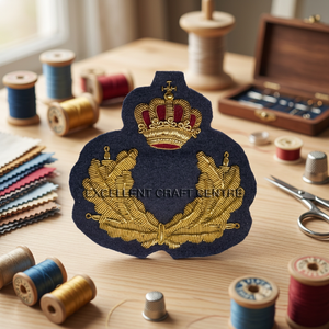 Écusson brodé personnalisé danois avec couronne et guirlande de lauriers, à coudre sur tissu pour uniforme ou vêtement - Product Image 3