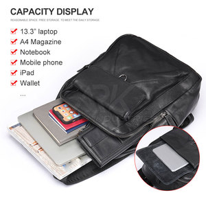 Soft Leather <b>Backpack</b> <b>Daily</b> Leather <b>Backpack</b> Durable Leather <b>Backpack</b> Multi Use Storage Pack - Product Image 5