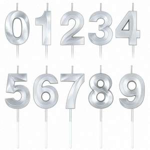 Vela metálica con números del 0 al 9 en color oro y marfil para usar en pasteles de cumpleaños y pasteles de boda - Product Image 5