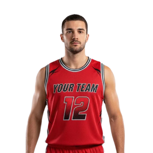 Conjunto de uniforme de baloncesto para hombre, camiseta sin mangas con cuello redondo, pantalones cortos a juego, franja lateral en contraste, nombre del equipo impreso, número, kit de equipo para adultos - Product Image 3