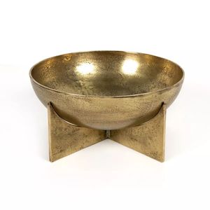 ชามทองเหลืองสไตล์โบราณ ชามเสิร์ฟอาหารแบบดั้งเดิมสำหรับโต๊ะอาหารในครัว ใช้เสิร์ฟของว่าง ผลไม้ ผลไม้อบแห้ง - Product Image 1