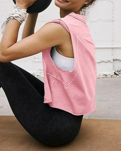 Top Corto Informal Básico de Moda Urbana Personalizado para Mujer, Top de Verano sin Mangas de Algodón Acanalado para Mujer - Product Image 5