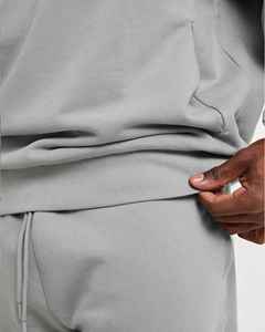 Sudadera con Capucha Extra Grande para Hombre, Color Gris Claro, Corte Regular, 100% Algodón Felpa, Estilo Casual para Otoño, Tejido de Punto, Color Sólido - Product Image 5