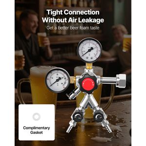 Régulateur de CO2 double manomètre double vanne 0-60 PSI, pression réglable, robuste, pour machines de distribution de bière en fût - Product Image 4
