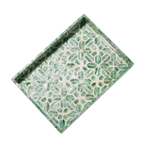 Sustainable <b>Spirit</b> Mother of Pearl Inlay Serving Tray Handcrafted Decorative Platter for Home Storage - Product Image 1