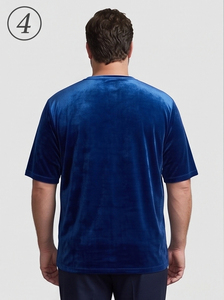 เสื้อยืดกำมะหยี่ไซส์ใหญ่สำหรับผู้ชาย แฟชั่นสตรีท เสื้อยืดแขนสั้นกำมะหยี่ เสื้อยืดคอกลมโอเวอร์ไซส์สำหรับผู้ชาย - Product Image 2