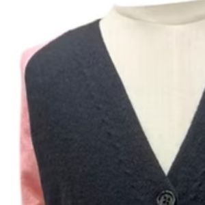 <b>Women</b> <b>Black</b> Pink Color Block Knitted <b>Cardigan</b> Long Sleeve V Neck Button Front Peplum Sweater Jacket with Pockets Casual Winter - Product Image 2
