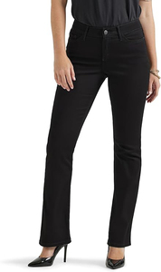 Pantalones de Algodón Negros de Pierna Recta y Cintura Media para Mujer, con Cierre de Botones, Corte Regular, Largos, Color Sólido, Estilo Casual para Otoño - Product Image 1