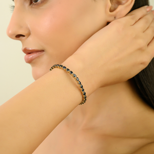 Trending Hot Sale Natural Blue Sapphire Stackable Tennis Bracelet K14 Real Yellow <b>Gold</b> Precious Gemstone Jewelry Manufacturer - Product Image 4