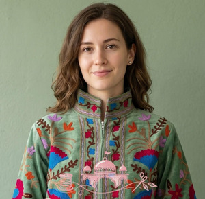 Premium Handcrafted Breathable <b>Quilted</b> Sage Green Velvet Kashmiri Crewel Full-Sleeve Embroidered Jacket <b>for</b> Women - Product Image 1