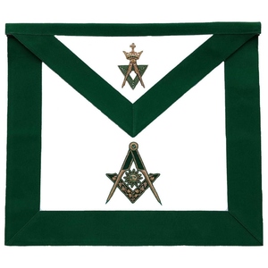 Senior Deacon Allied Masonic Degrees <b>Apron</b> Green Velvet <b>White</b> Body, Adjustable Belt, Premium Regalia Wear - Product Image 5