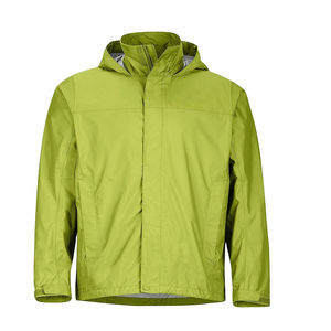 Veste imperméable à capuche verte pour homme, coupe classique, fermeture éclair, style décontracté printemps, en polyester - Product Image 1
