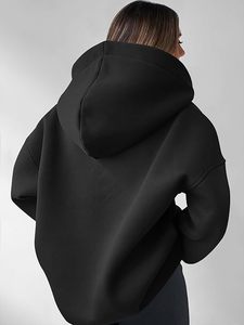 Sudadera con Capucha Extra Grande para Mujer, Color Sólido, Manga Larga, Hombros Caídos, Felpa de Algodón, Fabricación OEM - Product Image 3
