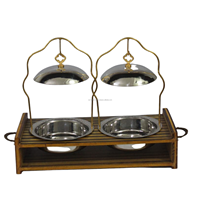 Plat à chafing circulaire doré avec support de couvercle pour buffets, chauffage électrique, idéal pour mariages royaux