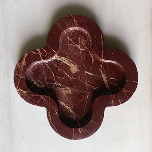 Bandeja Decorativa de Mármol Rojo Zebra con Forma de Flor, Bandeja de Servicio de Piedra Natural, Decoración de Hogar de Lujo - Product Image 2